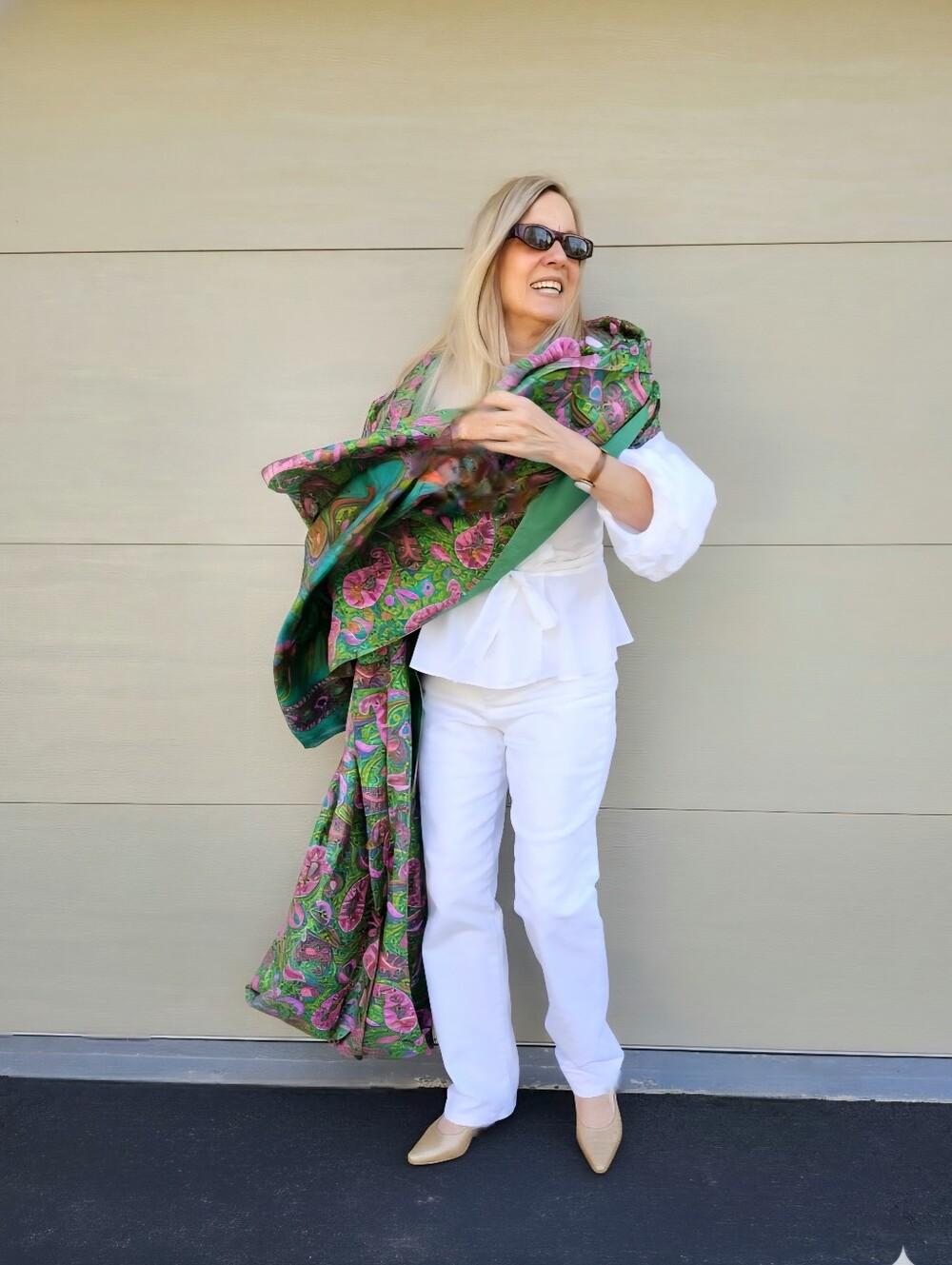Vintage & New Gorgeous Silk Dupatta from India (Paisley Floral Wrap), $60 - Picture 3 of 11